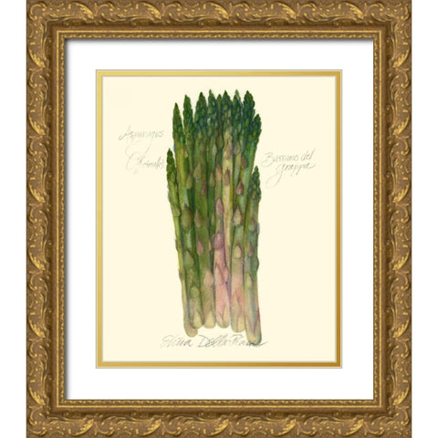 Asparagus Officinalis Gold Ornate Wood Framed Art Print with Double Matting by Della-Piana, Elissa