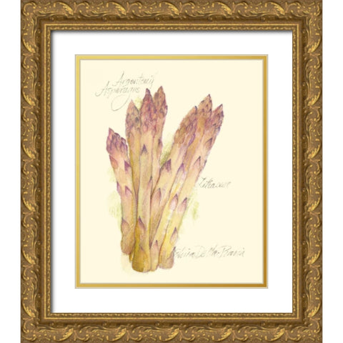 Argenteuil Asparagus Gold Ornate Wood Framed Art Print with Double Matting by Della-Piana, Elissa