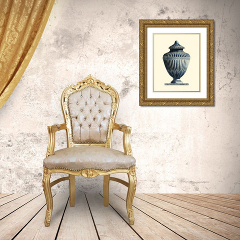 Blue Porcelain Urn III Gold Ornate Wood Framed Art Print with Double Matting by Vision Studio