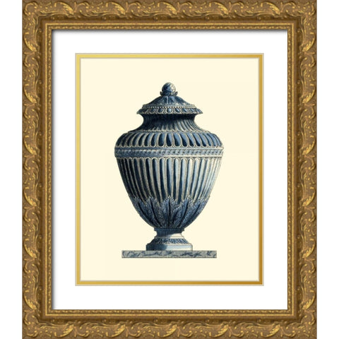 Blue Porcelain Urn III Gold Ornate Wood Framed Art Print with Double Matting by Vision Studio