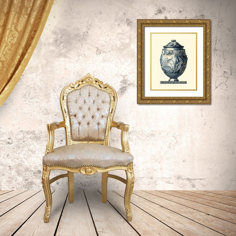 Blue Porcelain Urn IV Gold Ornate Wood Framed Art Print with Double Matting by Vision Studio