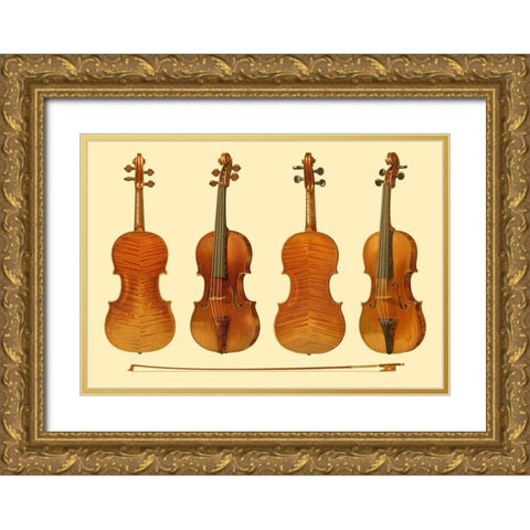 Antique Violins I Gold Ornate Wood Framed Art Print with Double Matting by Gibb, William
