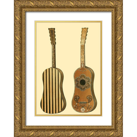 Antique Guitars II Gold Ornate Wood Framed Art Print with Double Matting by Gibb, William