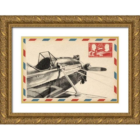 Small Vintage Airmail I Gold Ornate Wood Framed Art Print with Double Matting by Harper, Ethan