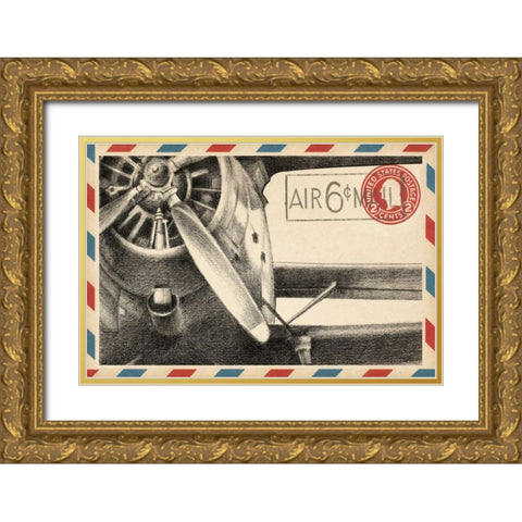 Small Vintage Airmail II Gold Ornate Wood Framed Art Print with Double Matting by Harper, Ethan