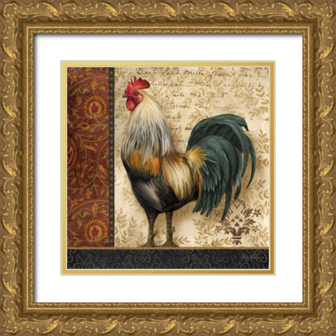French Rooster I Gold Ornate Wood Framed Art Print with Double Matting by White, Abby
