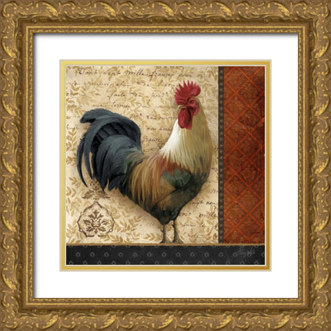 French Rooster II Gold Ornate Wood Framed Art Print with Double Matting by White, Abby