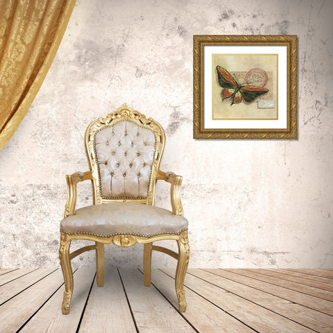 Le Papillon II Gold Ornate Wood Framed Art Print with Double Matting by Cuozzo, Marianne D.