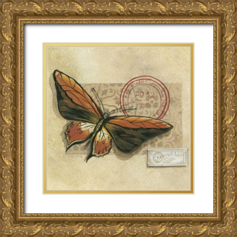 Le Papillon II Gold Ornate Wood Framed Art Print with Double Matting by Cuozzo, Marianne D.