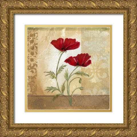 Red Poppies I Gold Ornate Wood Framed Art Print with Double Matting by Cuozzo, Marianne D.