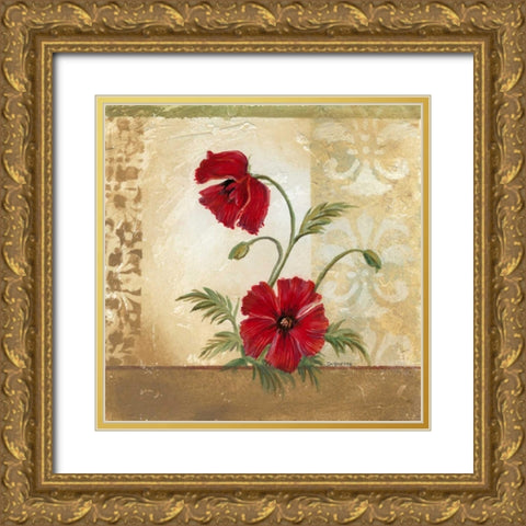 Red Poppies II Gold Ornate Wood Framed Art Print with Double Matting by Cuozzo, Marianne D.