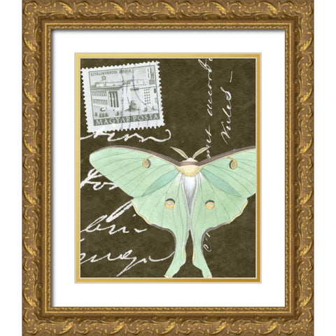 Le Papillon Script I Gold Ornate Wood Framed Art Print with Double Matting by Vision Studio