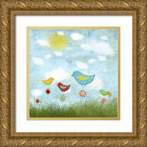 Bird Land Gold Ornate Wood Framed Art Print with Double Matting by Blixt, Ingrid