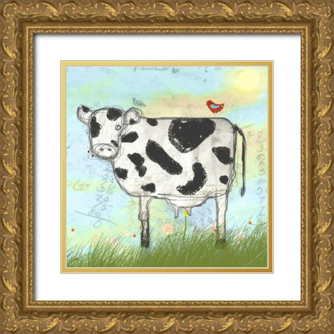 Moo Land Gold Ornate Wood Framed Art Print with Double Matting by Blixt, Ingrid