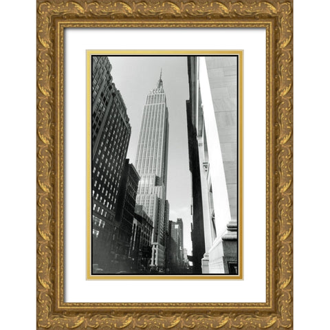Empire State Building II Gold Ornate Wood Framed Art Print with Double Matting by Laura, DeNardo
