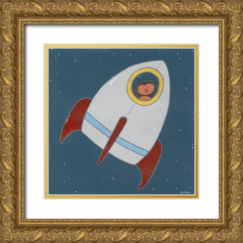 Monkeys in Space I Gold Ornate Wood Framed Art Print with Double Matting by Vess, June Erica