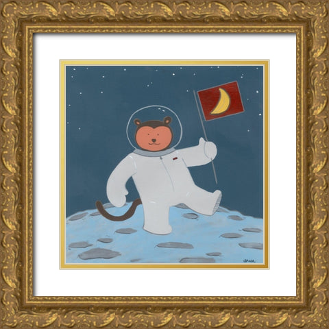 Monkeys in Space III Gold Ornate Wood Framed Art Print with Double Matting by Vess, June Erica