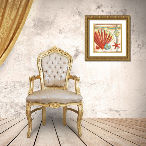 Pop Shells II Gold Ornate Wood Framed Art Print with Double Matting by Slocum, Nancy