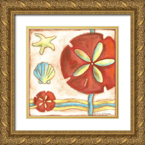 Pop Shells III Gold Ornate Wood Framed Art Print with Double Matting by Slocum, Nancy