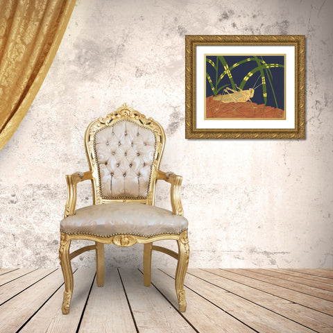 Ornamental Grasshopper I Gold Ornate Wood Framed Art Print with Double Matting by Tenser, Nina