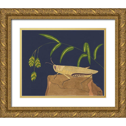 Ornamental Grasshopper II Gold Ornate Wood Framed Art Print with Double Matting by Tenser, Nina
