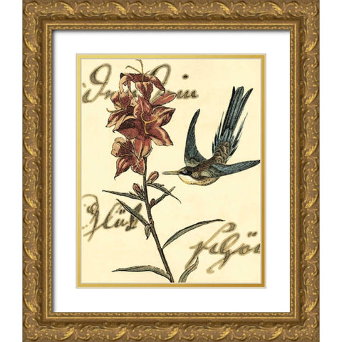 Small Hummingbird Reverie IV Gold Ornate Wood Framed Art Print with Double Matting by Vision Studio