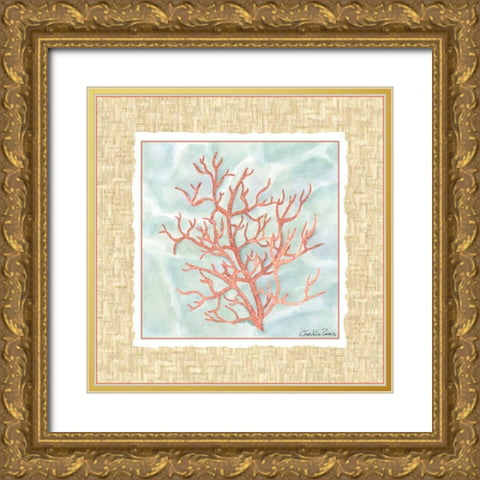 Ocean Coral Gold Ornate Wood Framed Art Print with Double Matting by Zarris, Chariklia