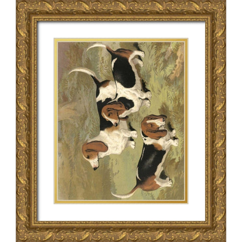 Basset Hounds Gold Ornate Wood Framed Art Print with Double Matting by Shaw, Vero