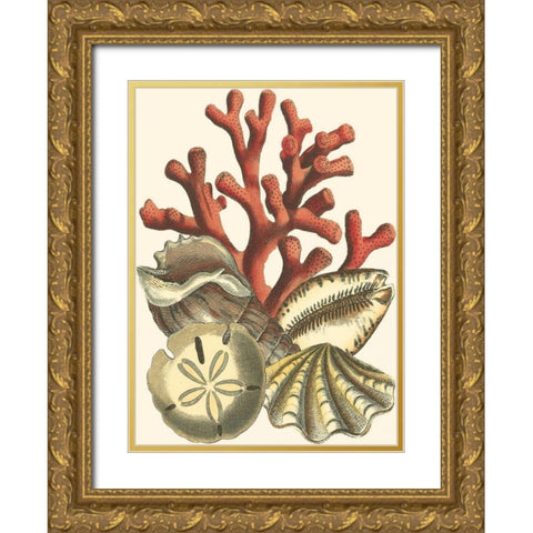 Small Coral Medley II Gold Ornate Wood Framed Art Print with Double Matting by Vision Studio