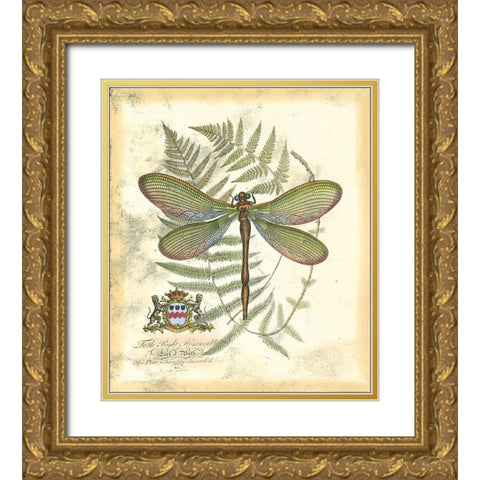 Mini Regal Dragonfly II Gold Ornate Wood Framed Art Print with Double Matting by Vision Studio