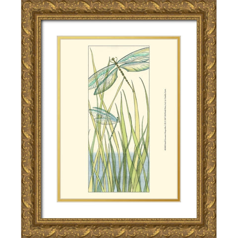 Small Gossamer Dragonflies I Gold Ornate Wood Framed Art Print with Double Matting by Zarris, Chariklia