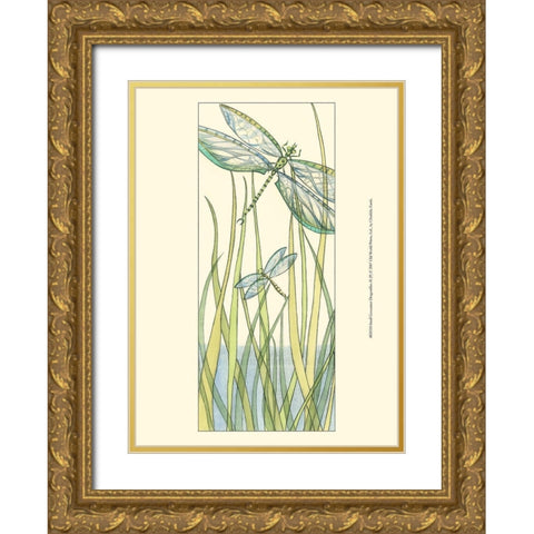 Small Gossamer Dragonflies II Gold Ornate Wood Framed Art Print with Double Matting by Zarris, Chariklia