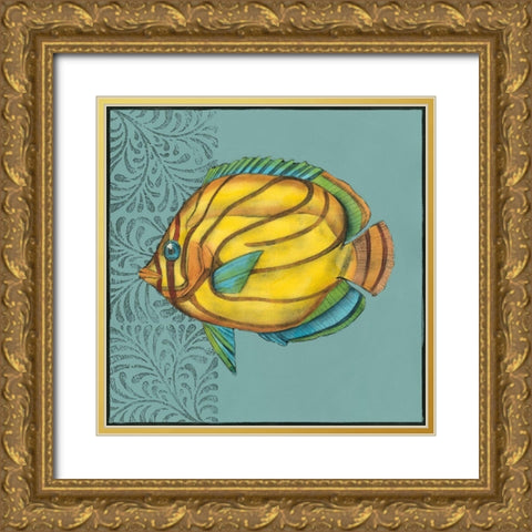 Small Tropical Fantasy IV Gold Ornate Wood Framed Art Print with Double Matting by Goldberger, Jennifer