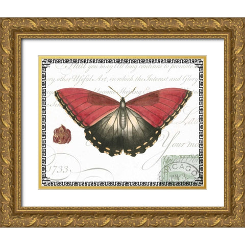 Butterfly Prose I Gold Ornate Wood Framed Art Print with Double Matting by Vision Studio