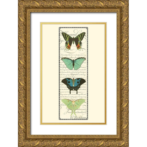 Small Butterfly Prose Panel II (P) Gold Ornate Wood Framed Art Print with Double Matting by Vision Studio