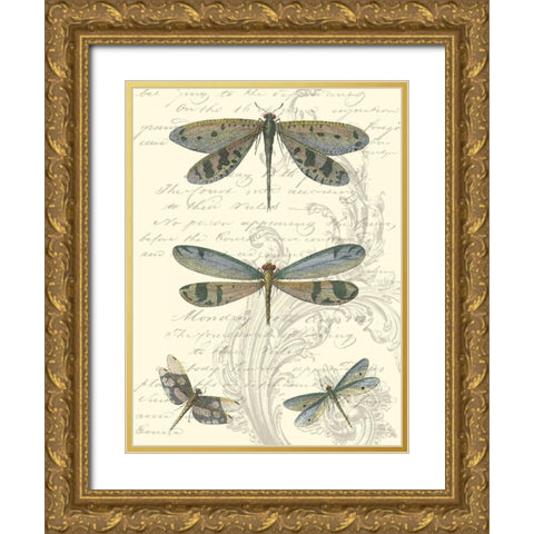 Dragonfly Delight I Gold Ornate Wood Framed Art Print with Double Matting by Vision Studio