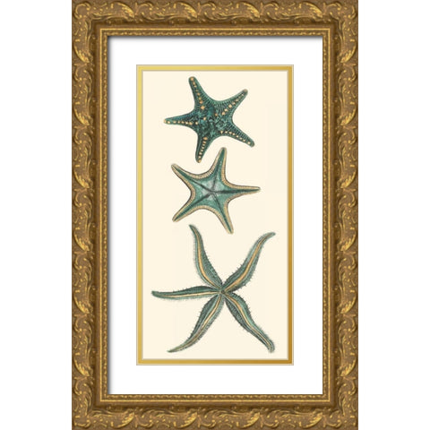 Aquamarine Starfish I Gold Ornate Wood Framed Art Print with Double Matting by Vision Studio