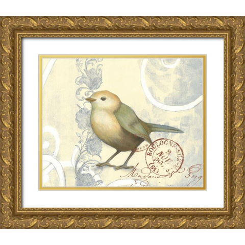 Small Postcard Song I Gold Ornate Wood Framed Art Print with Double Matting by Goldberger, Jennifer