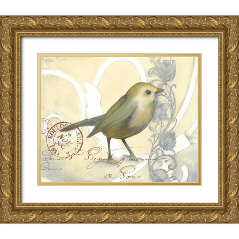 Small Postcard Song II Gold Ornate Wood Framed Art Print with Double Matting by Goldberger, Jennifer
