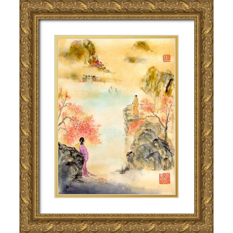 So Near... So Far Gold Ornate Wood Framed Art Print with Double Matting by Rae, Nan