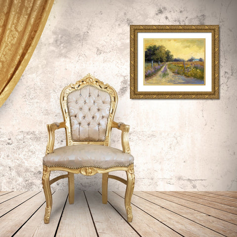 Falls Golden Fields Gold Ornate Wood Framed Art Print with Double Matting by Weber, Mary Jean