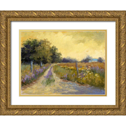 Falls Golden Fields Gold Ornate Wood Framed Art Print with Double Matting by Weber, Mary Jean