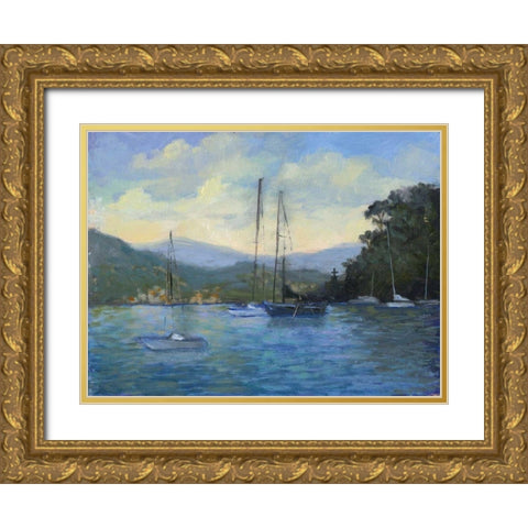 Portofino Bay Gold Ornate Wood Framed Art Print with Double Matting by Weber, Mary Jean