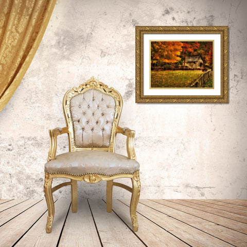 Autumn at the Mill Gold Ornate Wood Framed Art Print with Double Matting by Head, Danny