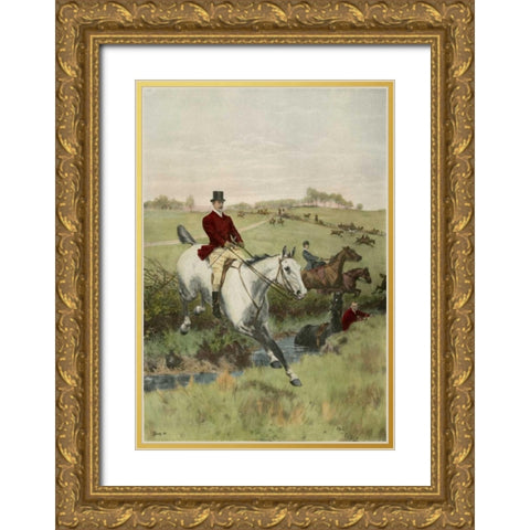 The First Jump Gold Ornate Wood Framed Art Print with Double Matting by Blinks, Thomas