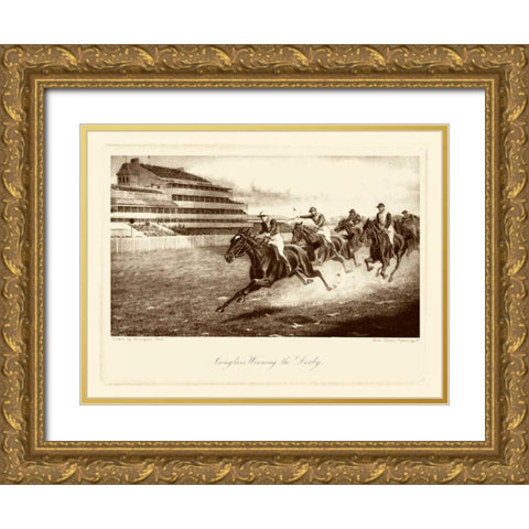 Winning the Derby Gold Ornate Wood Framed Art Print with Double Matting by Bird, Harington