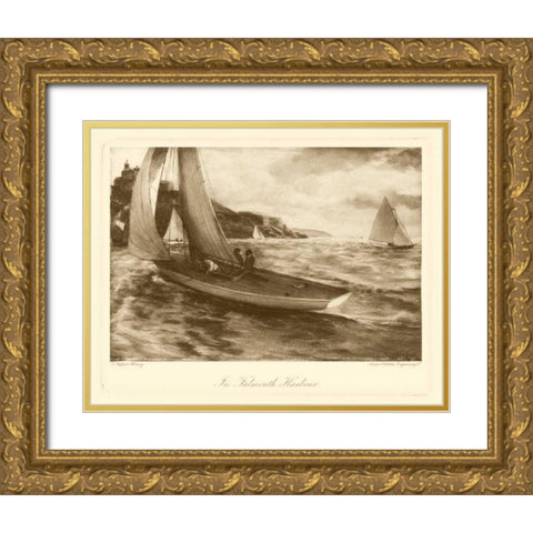 Falmouth Harbor Gold Ornate Wood Framed Art Print with Double Matting by Henry, Napier