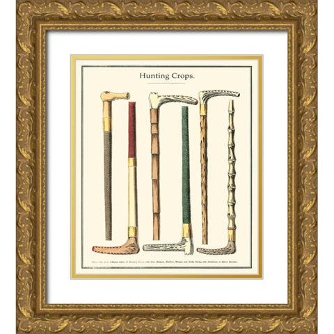 Custom Hunting Crops Gold Ornate Wood Framed Art Print with Double Matting by Unknown