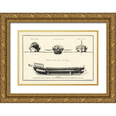 Veduta di Palmi Napoletani I Gold Ornate Wood Framed Art Print with Double Matting by Vega, Peitro la