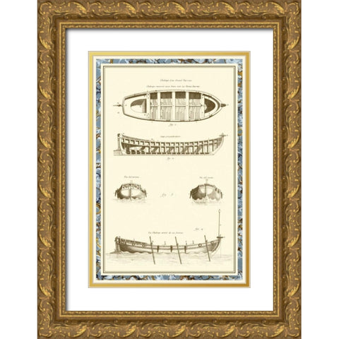 Ship Schematics IV Gold Ornate Wood Framed Art Print with Double Matting by Vision Studio